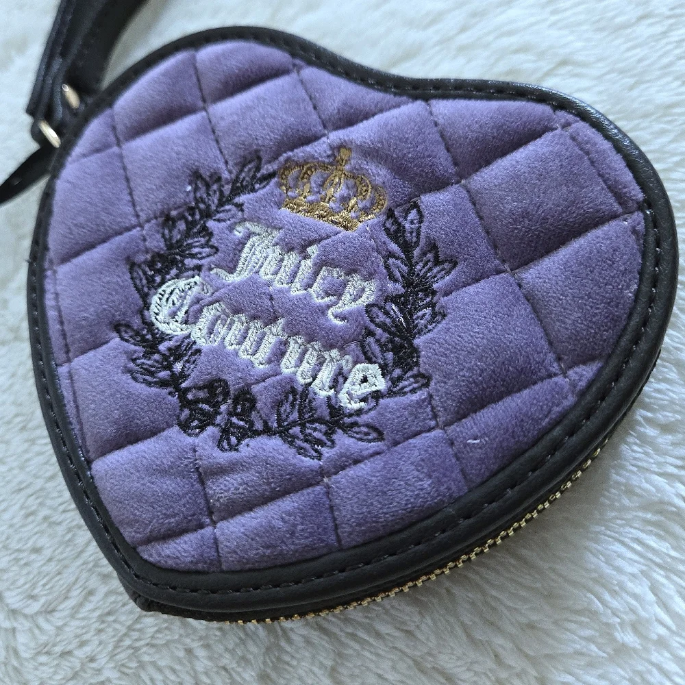 Juicy🍊 Couture Dusty Violet💜 Royal👑 Couture Heart🩷 Zip Around Coin Purse - Picture 11 of 16
